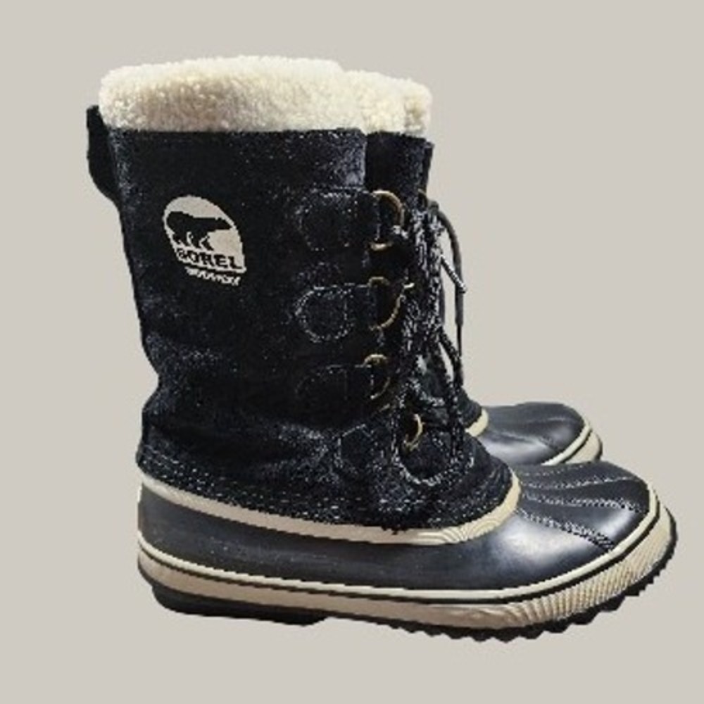 Sorel Caribou Waterproof Winter‎ Snow Boots Womens 9.5 Black Sherpa Lined 9.5